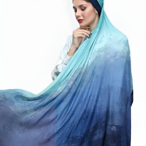 روسری نخی ژاکارد دست دوز طرح پیکسلی صابونی