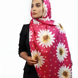 شال نخی پارچه نگینی فیچو طرح گل بابونه